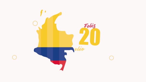 July Colombian Celebration Lettering Video Animated — Wideo stockowe