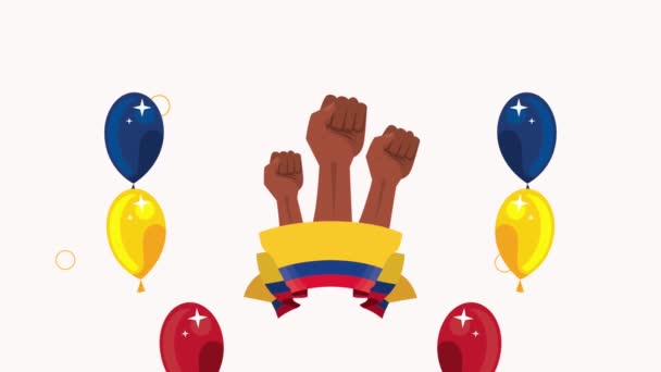 Colombian Celebration Animation Hands Fists Video Animated — Vídeos de Stock