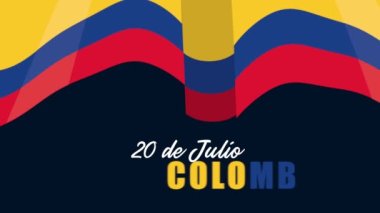 20 de Julio Kolombiya harfli animasyon, 4k animasyon