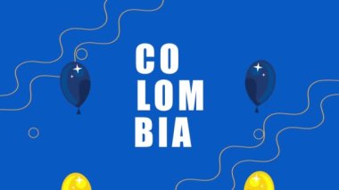 colombia country lettering with balloons helium , 4k video animated