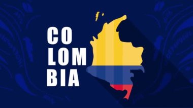 Haritalı Kolombiya ülkesi harfi, 4k video animasyonu