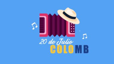 20 de julio colombia lettering animation , 4k video animated