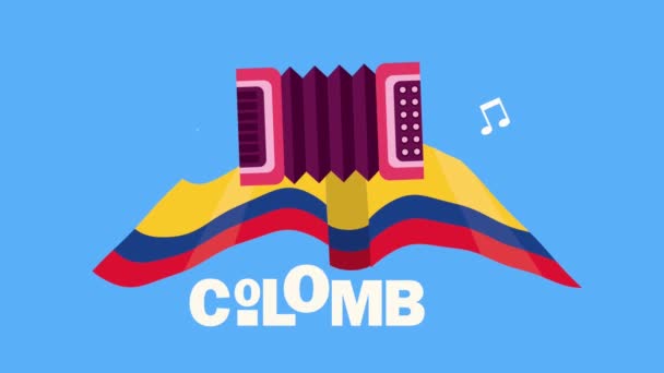 Коломбийская Страна Ликующая Флагом Видео Анимация — стоковое видео