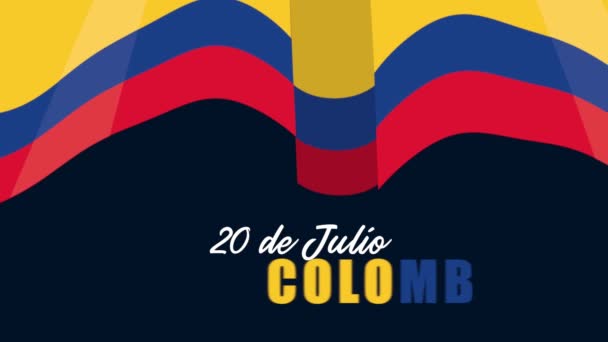 Julio Colombia Lettering Animation Video Animated — Vídeo de stock