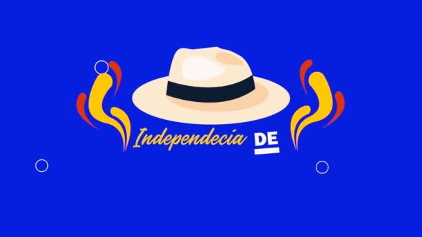 Independencia Colombia Celebration Lettering Βίντεο Κινούμενα — Αρχείο Βίντεο
