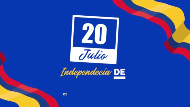 July Colombian Celebration Lettering Video Animated — Stockvideo