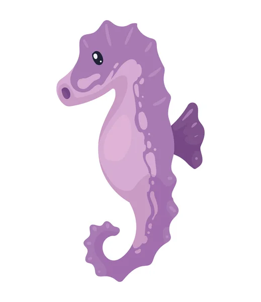 Lilac Seahorse Sealife Animal Character — Archivo Imágenes Vectoriales