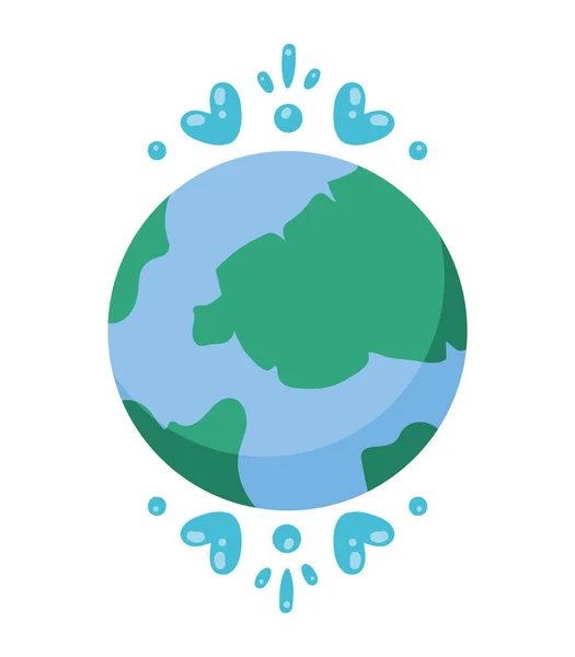 Earth Planet Hearts Icon — Stock Vector