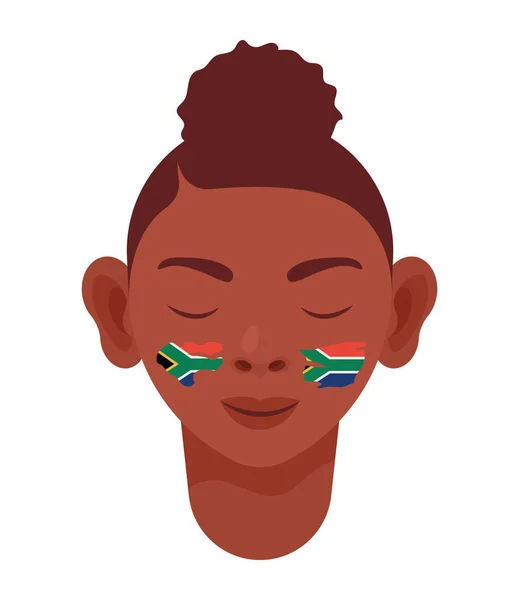 Woman South Africa Flags Painted — Archivo Imágenes Vectoriales