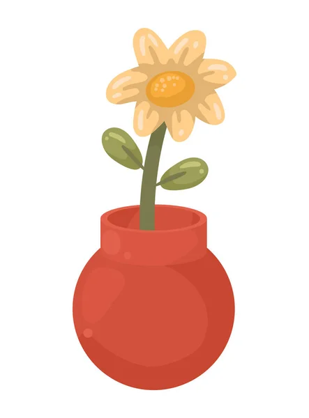 Red Vase Flower Decoration — Vetor de Stock