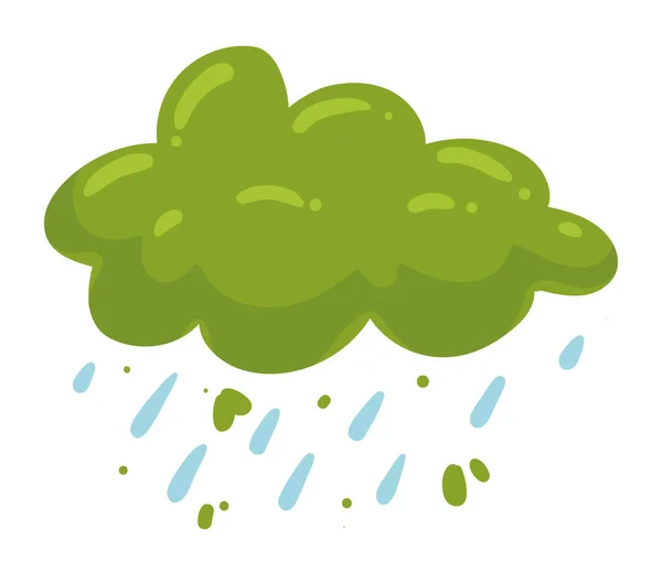 Grüne Wolke Verregnet Ökologie Symbol — Stockvektor