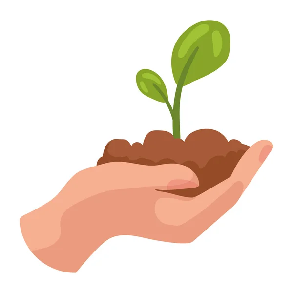 Ręcznego Podnoszenia Ikona Ekologia Roślin — Wektor stockowy