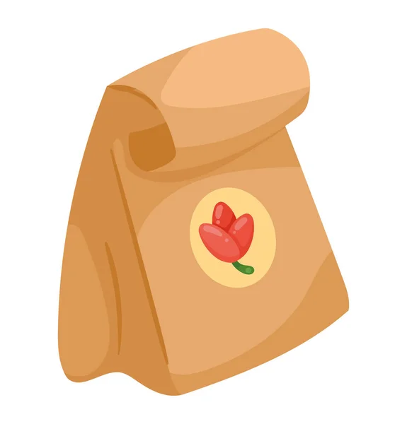 Floral Fertilizer Paper Bag Icon — Vetor de Stock