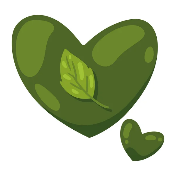 Green Heart Leafs Icon — Stock Vector