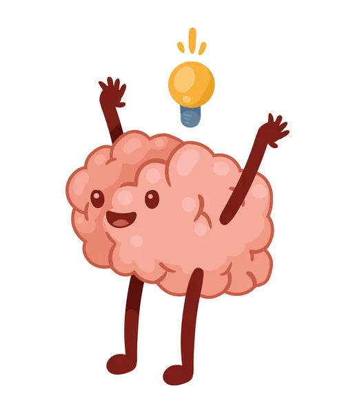 Brain Thinking Comic Character Icon — Stock Vector