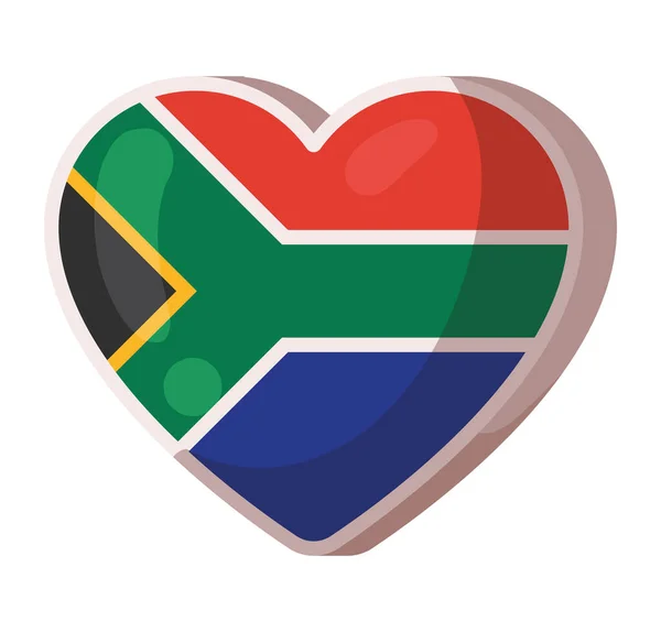 Σημαία Νότιας Αφρικής Στην Καρδιά Εικονίδιο — Διανυσματικό Αρχείο