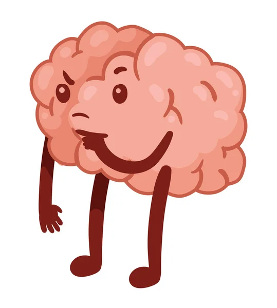 Ícone Personagem Cômico Pensativo Cérebro —  Vetores de Stock