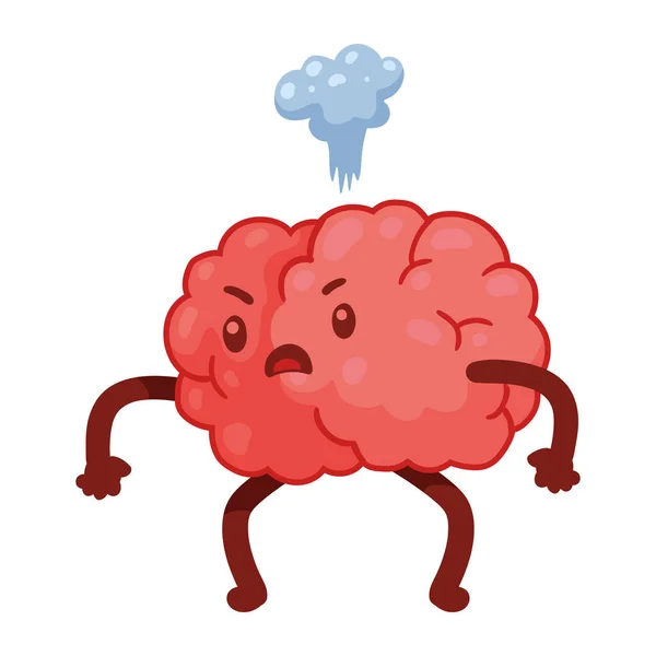Brain Angry Comic Character Icon — Stock Vector