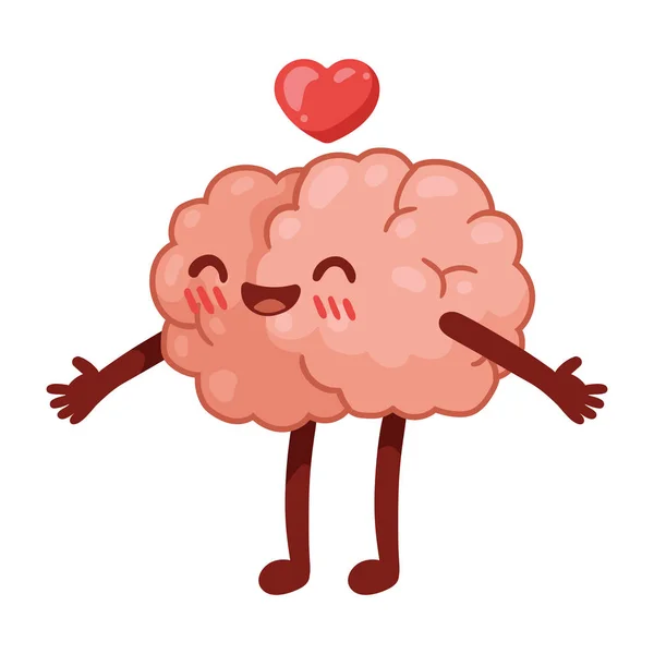 Brain Love Comic Character Icon — Wektor stockowy