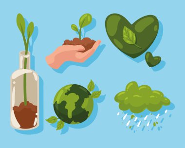 beş çevre dostu set simgesi