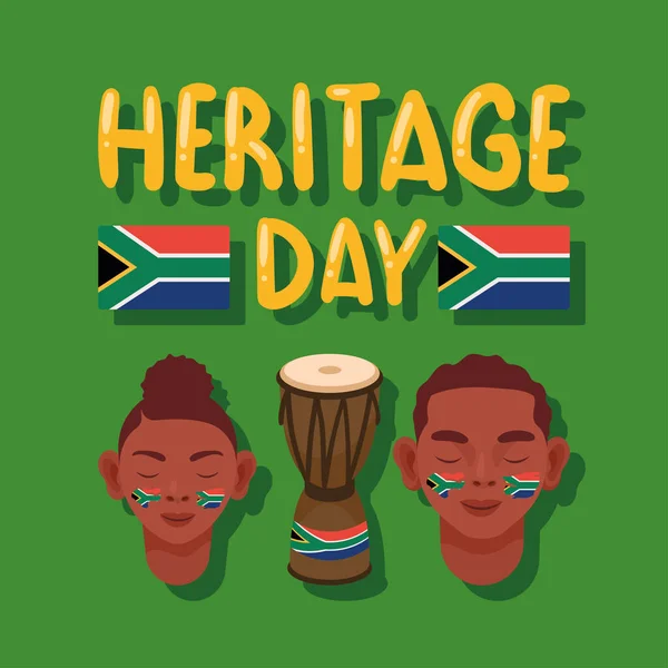 Heritage Day Lettering Persons Card — Stock vektor