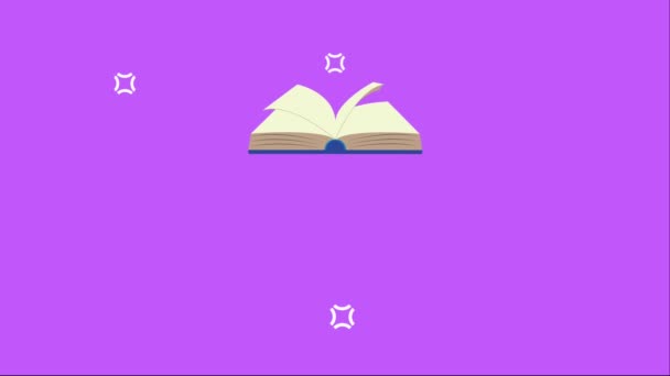 Open Text Books Pattern Literacy Animation Video Animated — Stockvideo