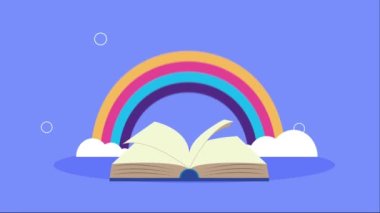 text book with rainbow animation , 4k video animated