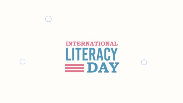 Happy Literacy Day Lettering Video Animated — стоковое видео