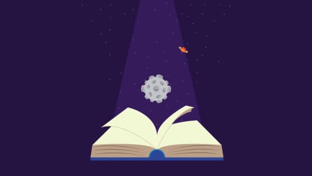 Text Book Space Planets Animation Video Animated — Stock videók