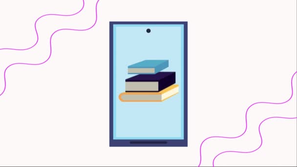 Pile Text Books Smartphone Animation Video Animated — Stock videók