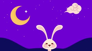 Tavşanlı mutlu ay festivali animasyonu, 4k video animasyonu