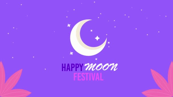 Happy Moon Festival Lettering Moon Video Animated — Stockvideo