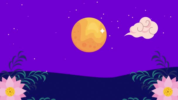 Garden Night Scene Animation Video Animated — Stock videók