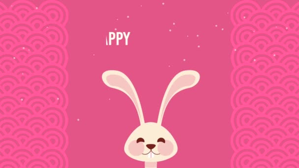 Happy Moon Festival Lettering Rabbit Video Animated — Vídeo de Stock