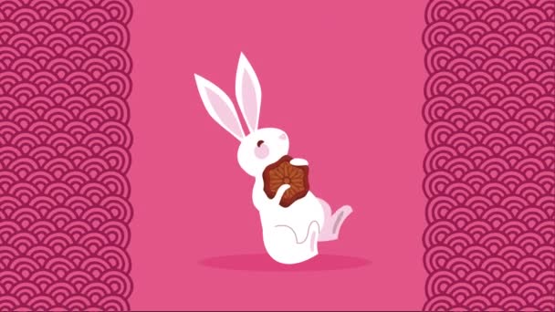Happy Moon Festival Animation Rabbit Video Animated — Αρχείο Βίντεο