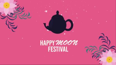 Mutlu Ay Festivali 'nde çaydanlık harfi, 4k video animasyonu