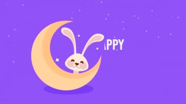 Mutlu ay festivali hilal harfleri, 4k video animasyonu