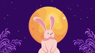 Tavşanlı mutlu ay festivali animasyonu, 4k video animasyonu