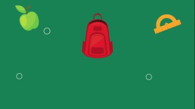 school supplies pattern icons animation , 4k video animated
