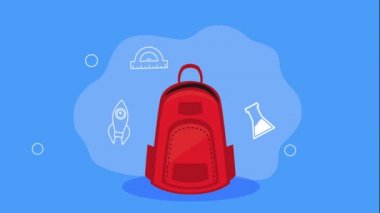 red color schoolbag education animation , 4k video animated