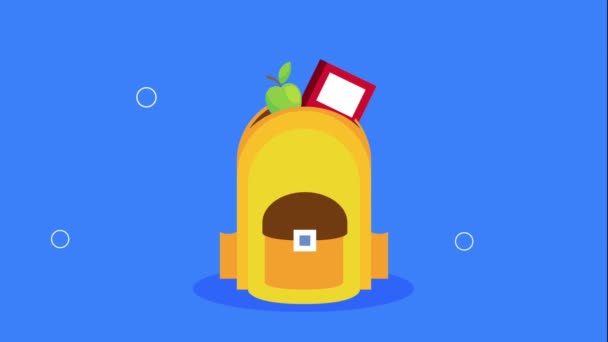 Yellow Schoolbag Supplies Animation Video Animated — Vídeo de Stock