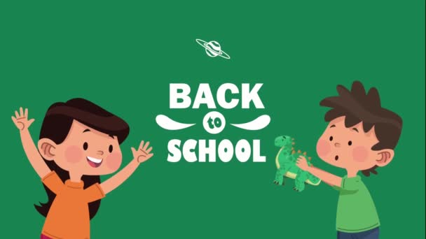 Vissza Iskolába Bettering Gyerekekkel Pár Videó Animált — Stock videók