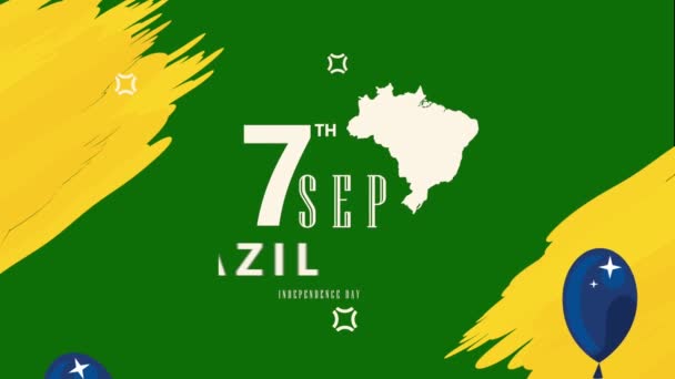 Seven September Brazil Independence Lettering Video Animated — стоковое видео