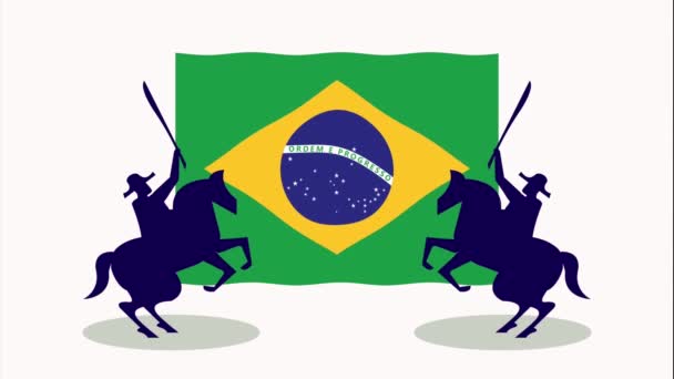 Brazil Country Flag Horses Animation Video Animated — Vídeo de stock