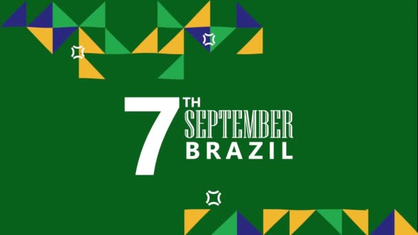 Zeven September Braziliaanse Onafhankelijkheid Belettering Video Geanimeerd — Stockvideo