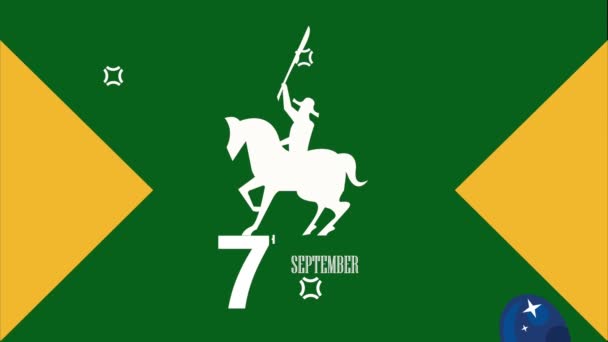 Seven September Brazil Independence Lettering Horse Video Animated — Vídeo de stock