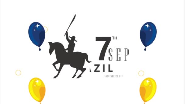 September Brazil Independence Lettering Balloons Helium Video Animated — 图库视频影像