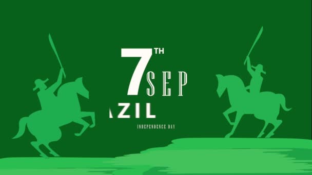 Seven September Brazil Independence Lettering Horses Video Animated — Video