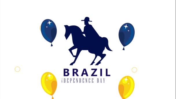 Brazil Independence Lettering Horse Video Animated — Video