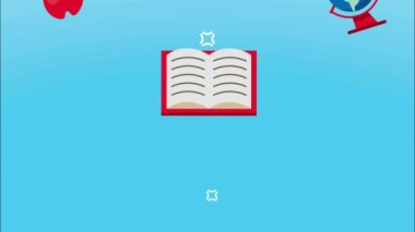 Okul set malzemeleri şablon animasyonu, 4k video animasyonu